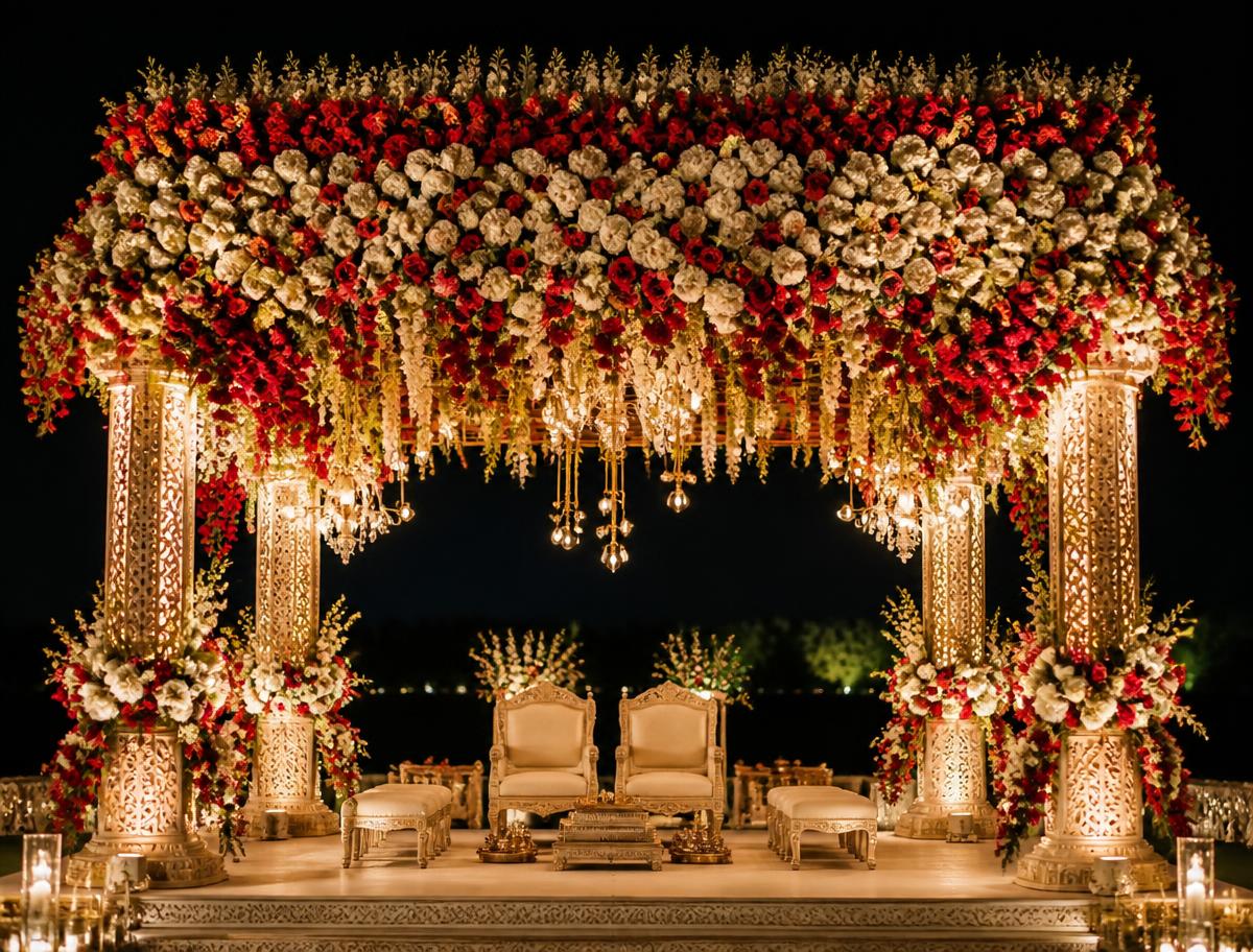 Floral mandap fabricated by NR Craft & Creation